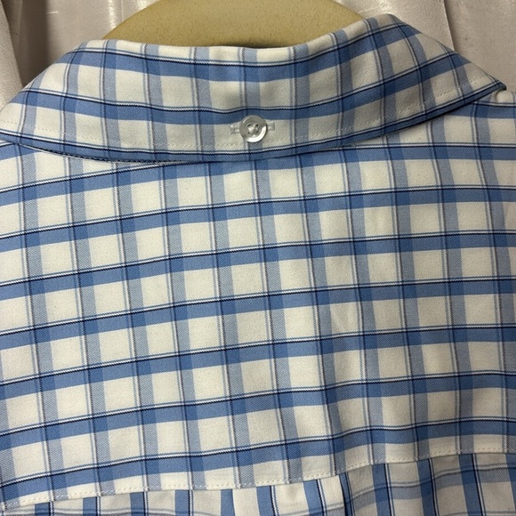 Duluth Trading Co Blue Plaid Men's big and tall dress shirt, xl tall, relaxed - Picture 5 of 9